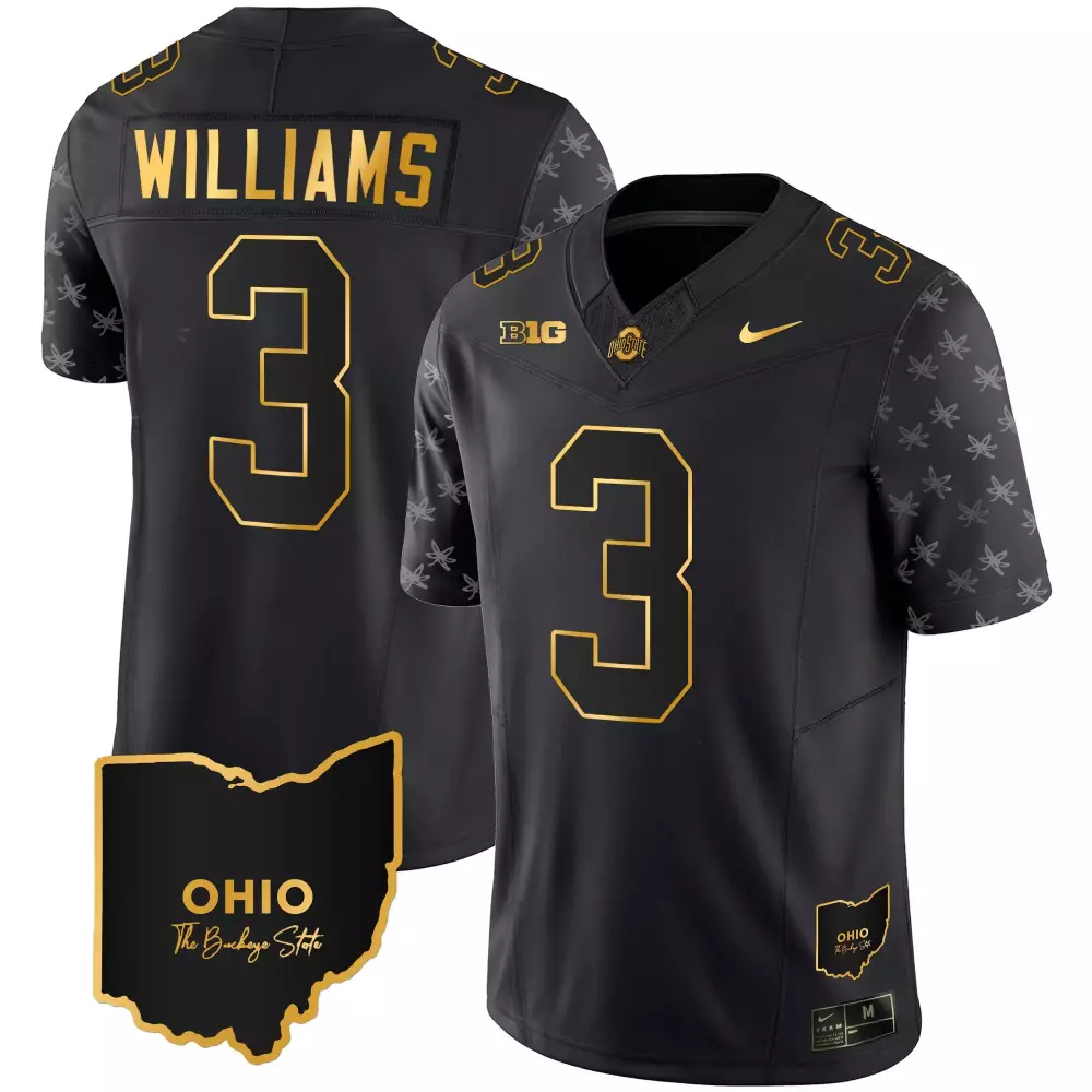 Miyan Williams 3 Jersey Black Ohio State Buckeyes Men Authentic Inverted Gold Grey