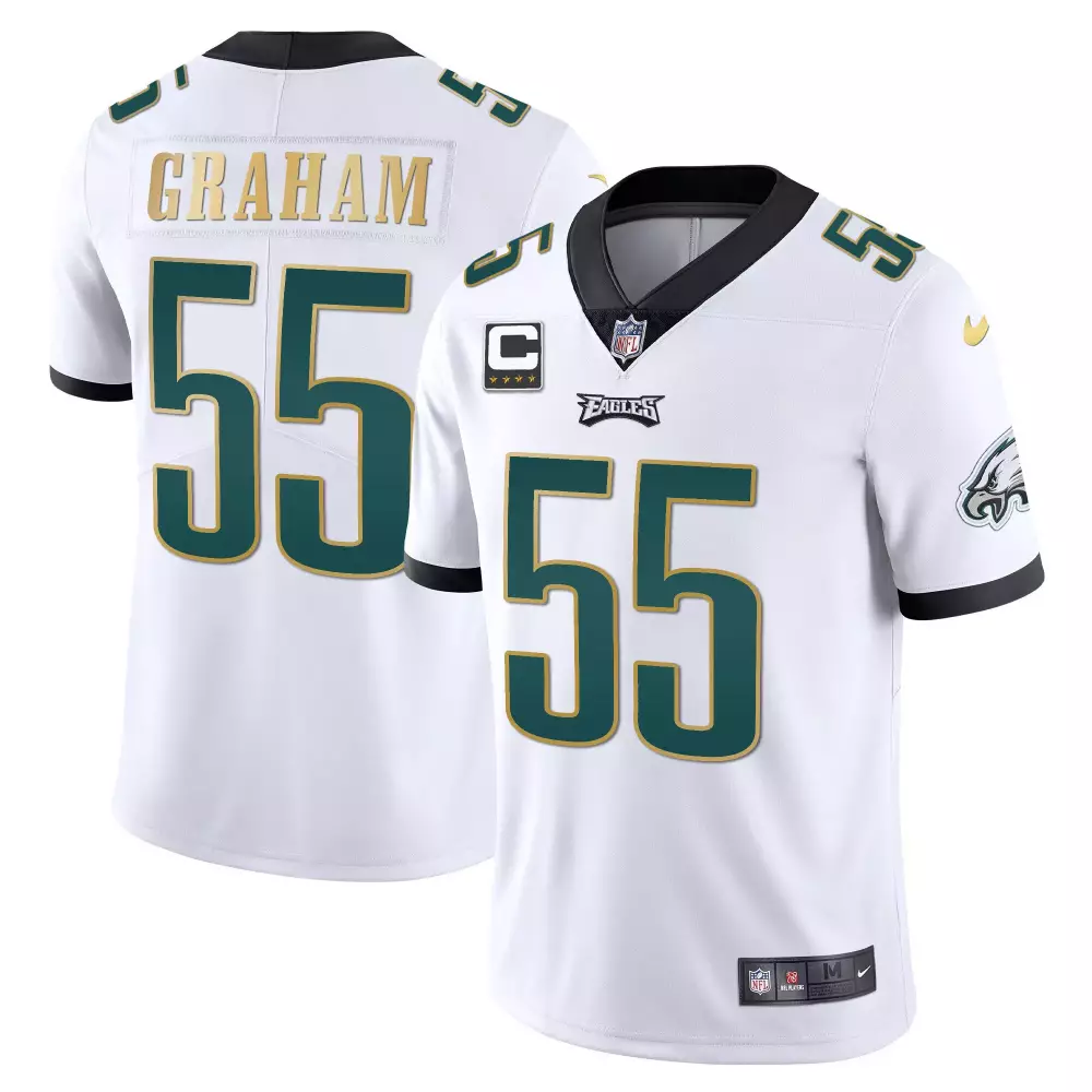 Brandon Graham 55 Eagles Jersey White Men Alternate Green Gold All Stitched Vapor