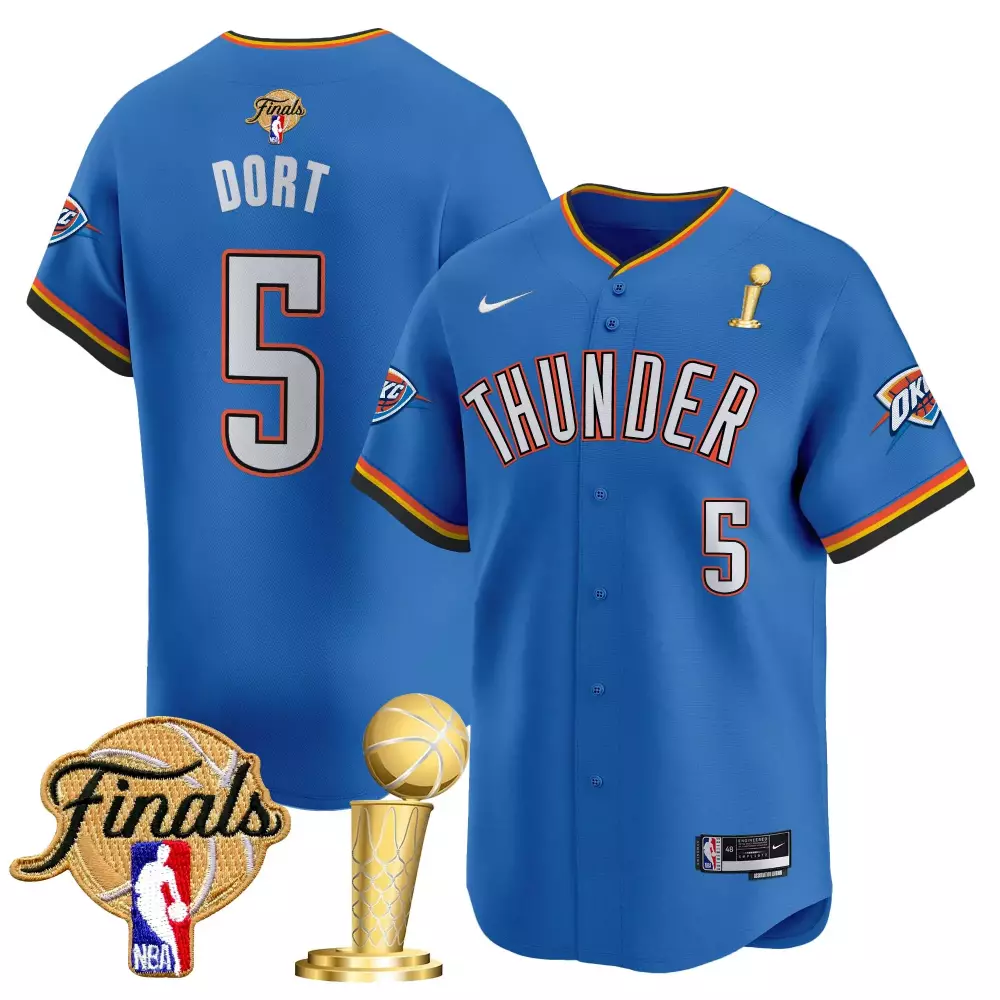 Luguentz Dort 5 Jersey Blue NBA Finals Oklahoma City Thunder Men Authentic Orange