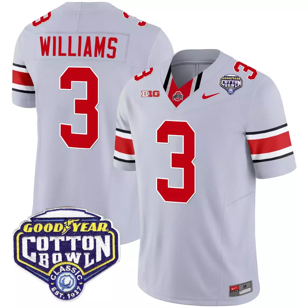 Miyan Williams 3 Jersey Silver Cotton Bowl Classic Ohio State Buckeyes Goodyear Men