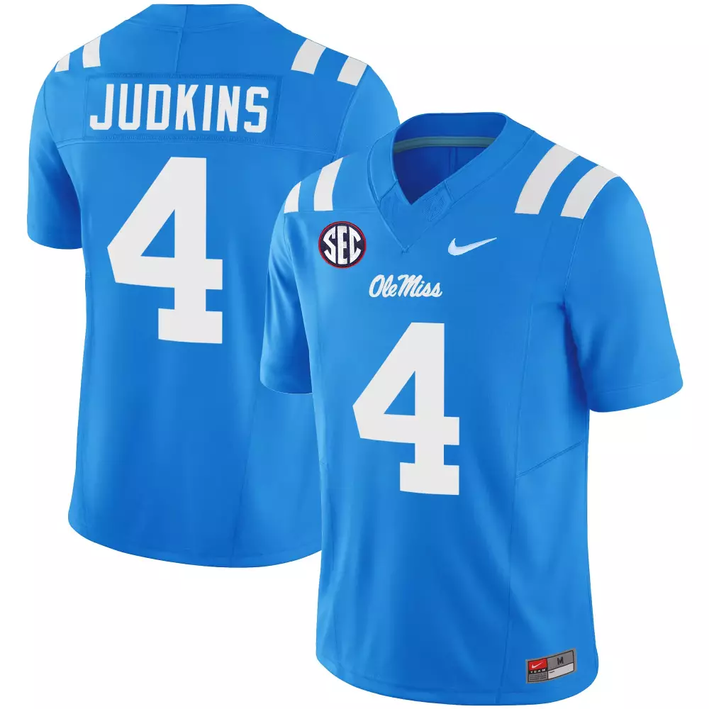 Judkins 4 Ole Miss Rebels Jersey Blue Men Replica White Vapor Limited All Stitched