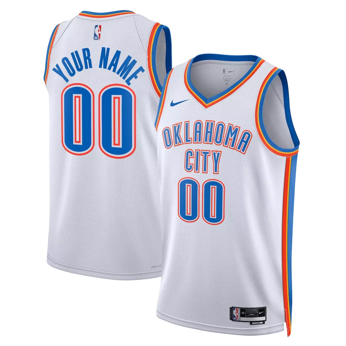 Custom Oklahoma City Thunder Jersey White Men Authentic Blue Orange Unisex