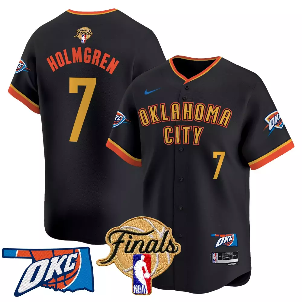 Chet Holmgren 7 Jersey Black Finals Oklahoma City Thunder Okc Men Stitched Orange