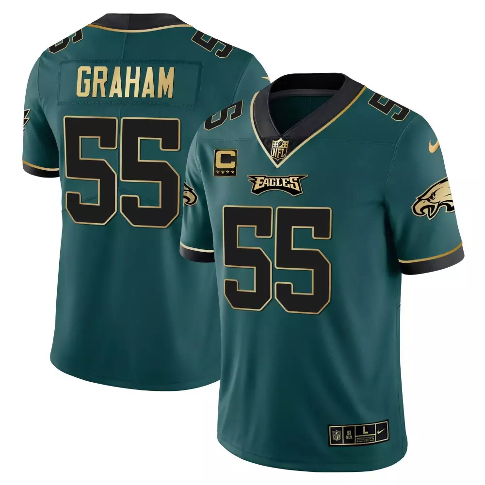 Brandon Graham 55 Eagles Jersey Green Men Authentic Black Gold Vapor Limited All