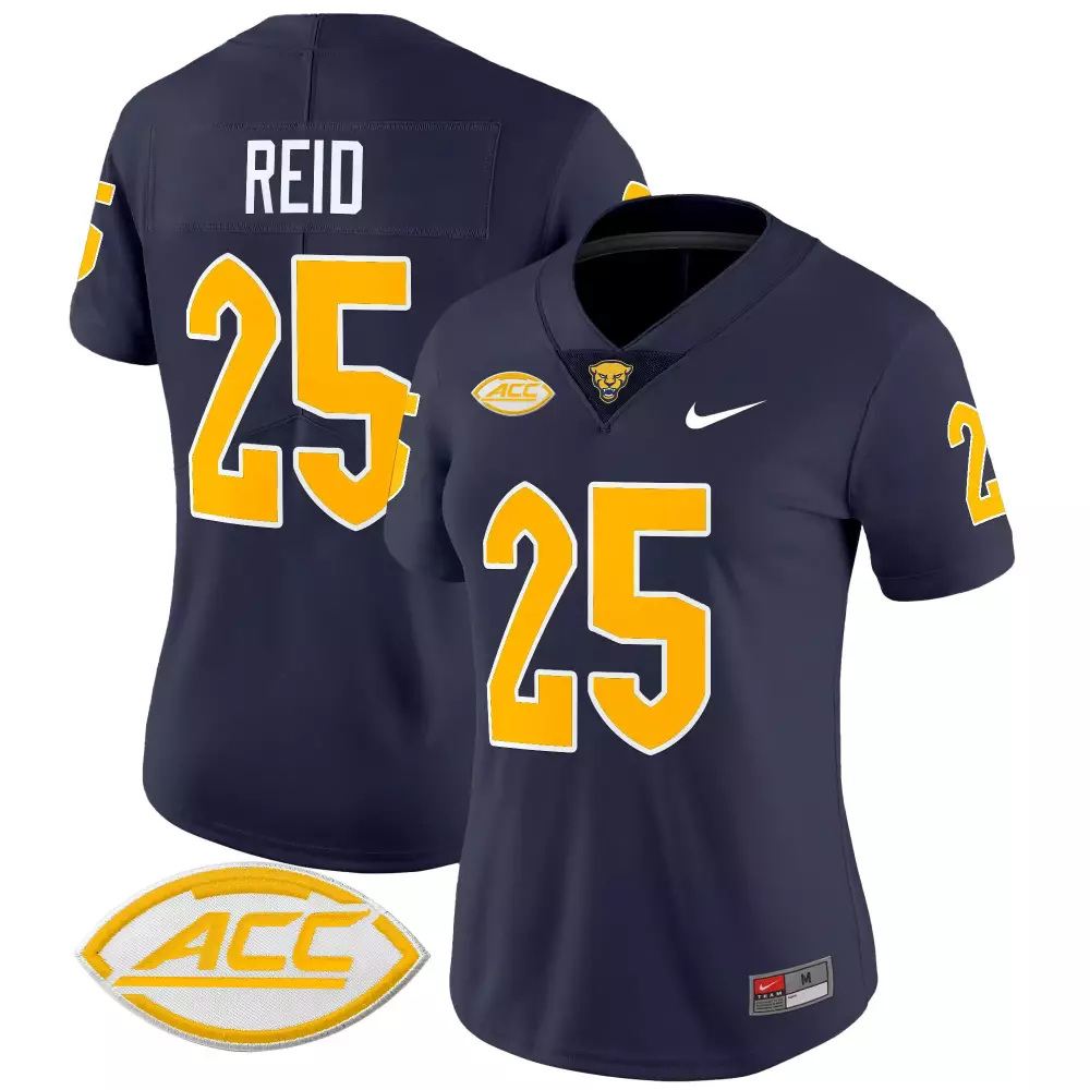 Reid ACC 25 Pittsburgh Panthers Jersey Navy Blue Men Stitched Gold Vapor Limited