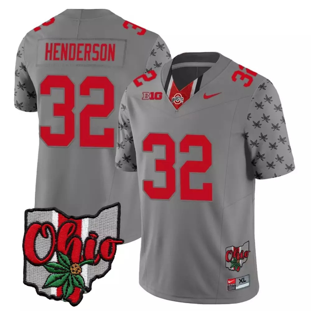 Treveyon Henderson 32 Jersey Gray Gothic Sin City Ohio State Buckeyes Men Stitched