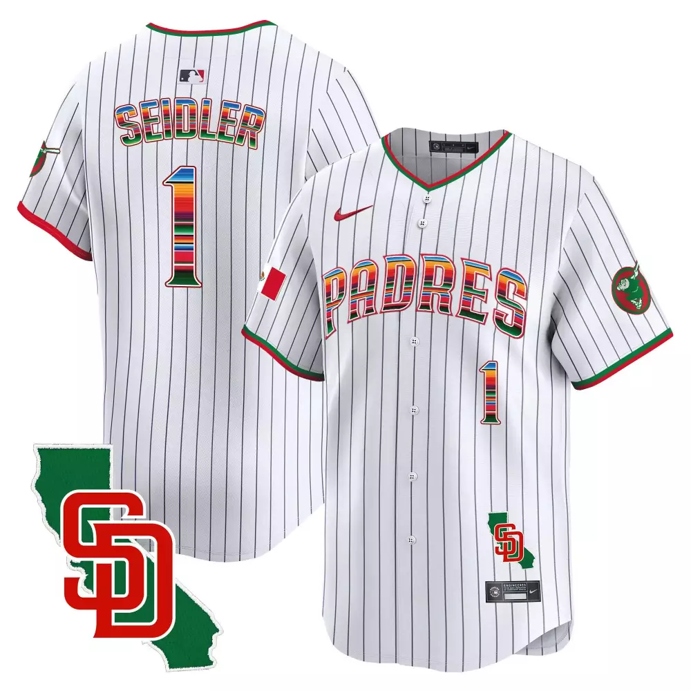 Peter Seidler 1 San Diego Padres Jersey White City Connect Men Authentic Green Red
