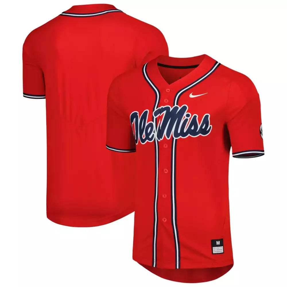 Custom Ole Miss Rebels Jersey Red Men Replica Navy White
