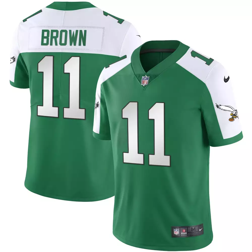 Brown 11 Eagles Jersey Green Nike Vapor Limited Players Men Player White All Stitched