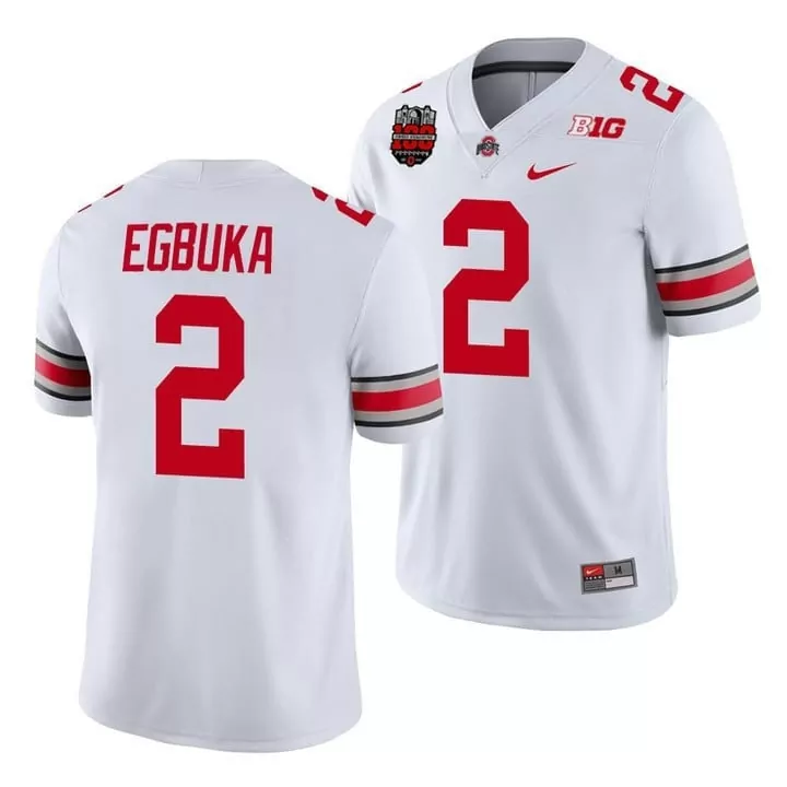 Emeka Egbuka 2 Jersey White Ohio State Buckeyes Cfp Championship Men Authentic Red