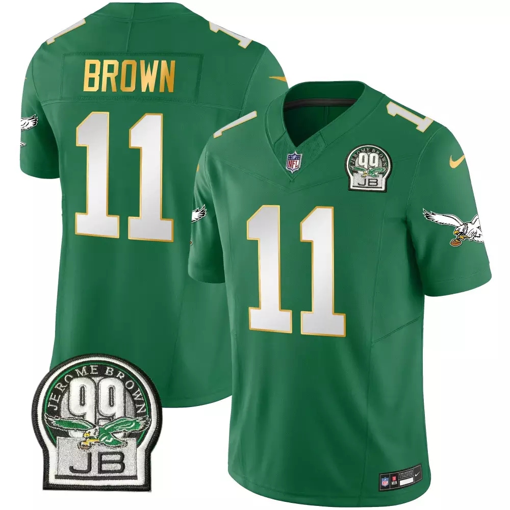 Brown 11 Eagles Jersey Green Jerome 99 Jb Men White Gold All Stitched