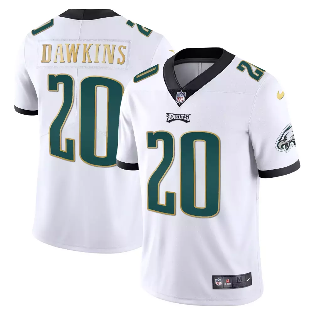 Brian Dawkins 20 Eagles Jersey White Men Authentic Green Black Gold Vapor All Stitched