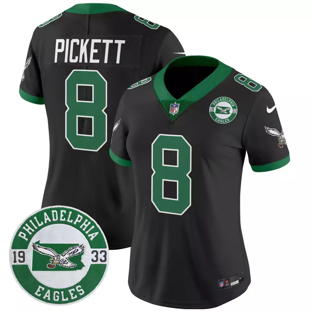 Kenny Pickett 8 Jersey Black Philadelphia Eagles 1933 Men Green Throwback Vapor Limited