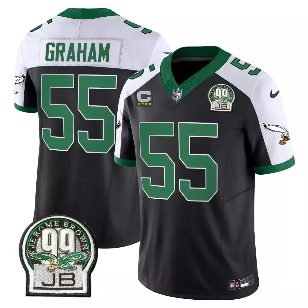Brandon Graham 55 Eagles Jersey Black Jerome Brown 99 Jb Men On-field Green White
