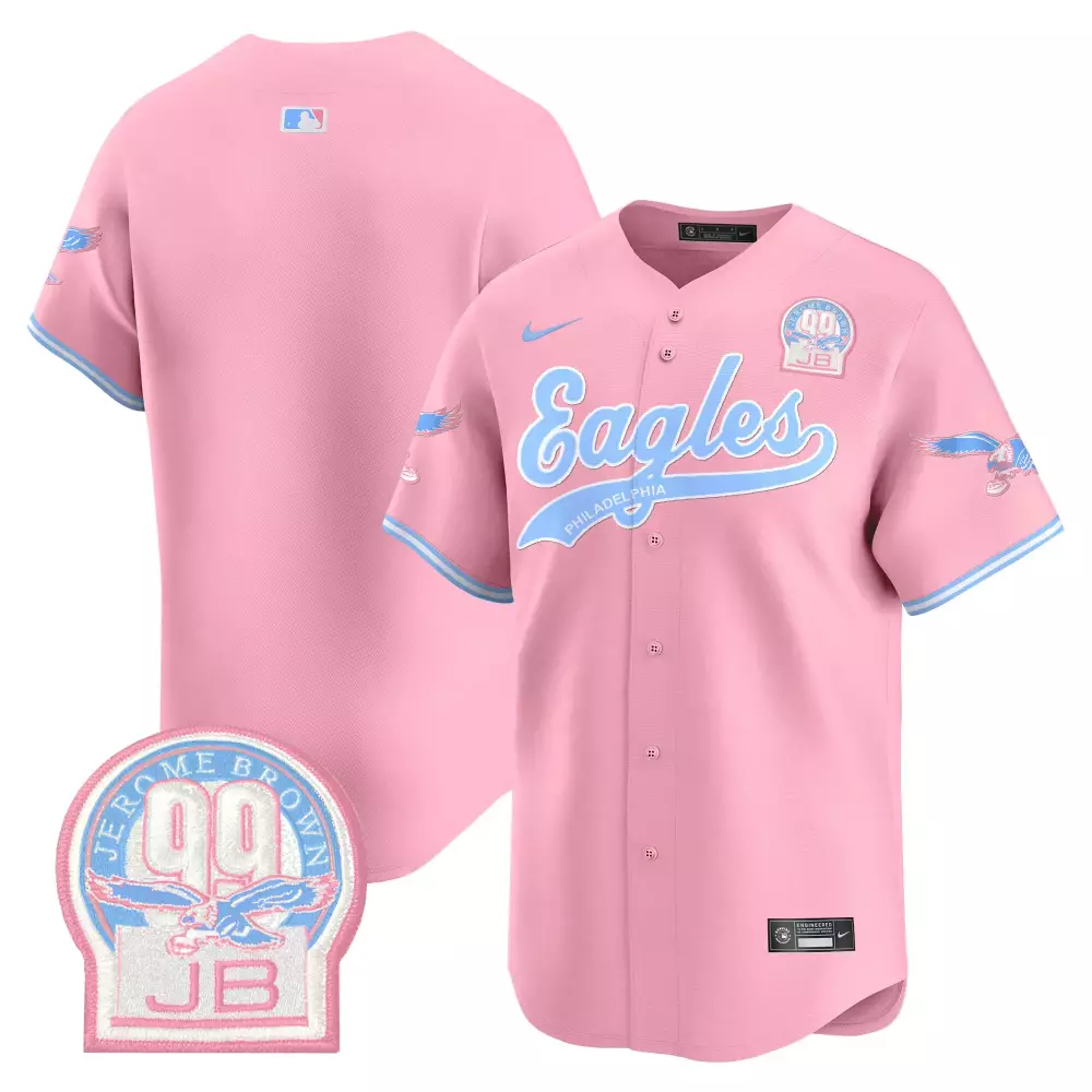 Jerome Brown Philadelphia Eagles Jersey Pink Breast Cancer Awareness 00 Jb Men Light Blue