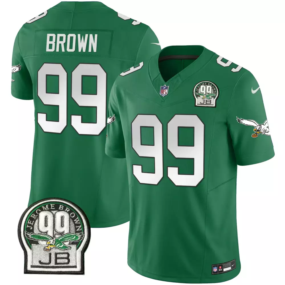 Brown 99 Eagles Jersey Green Jerome Memorial Men Player White All Stitched Vapor