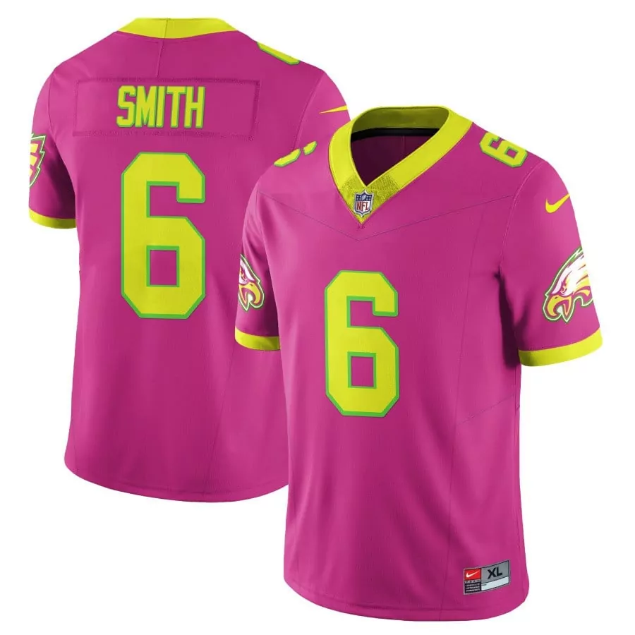 Devonta Smith 6 Eagles Jersey Pink Men Alternate Neon Green Vapor Limited v2 All