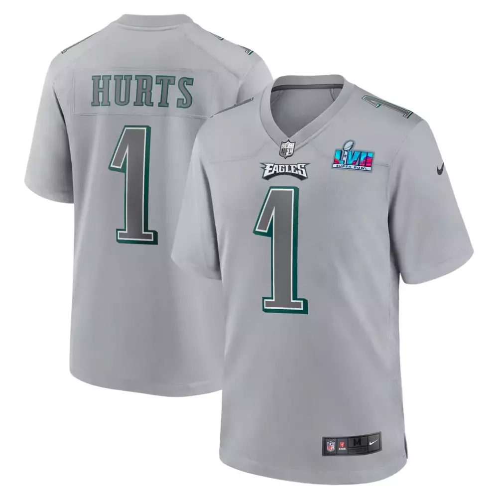 Jalen Hurts 1 Eagles Jersey Silver Super Bowl Lvii Men NFL Green Gray Fashion Game