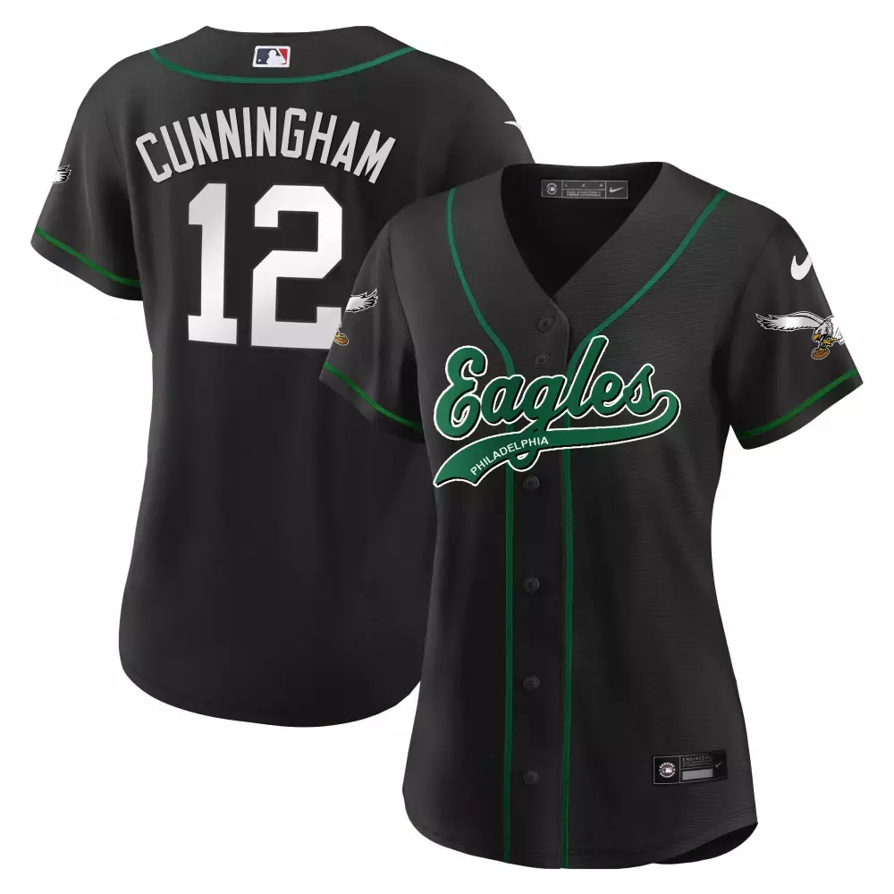Cunningham 12 Philadelphia Eagles Jersey Black Men Green White All Stitched Vapor