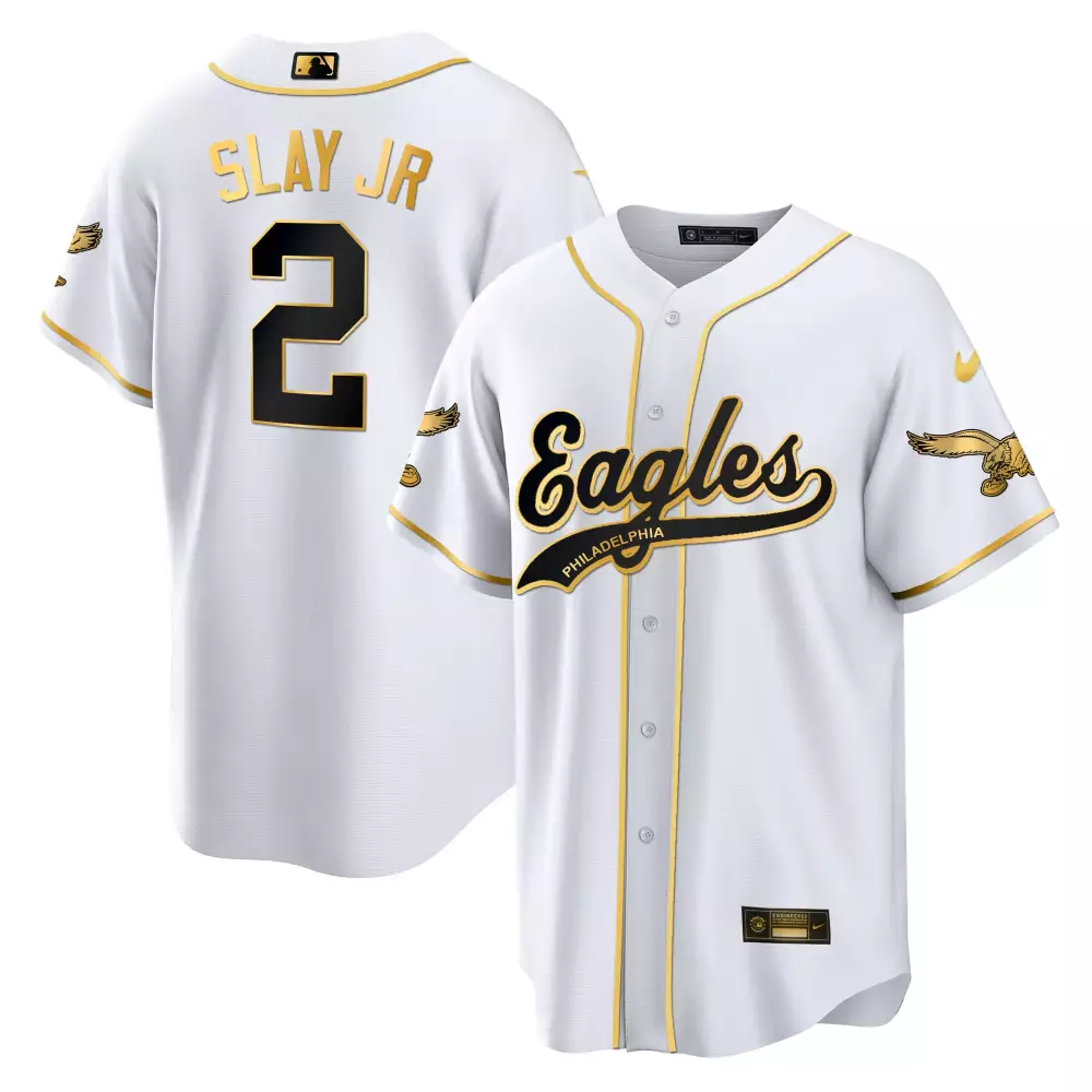 Slay Jr. 2 Philadelphia Eagles Jersey White Eagle Graphic Men Black Gold All Stitched