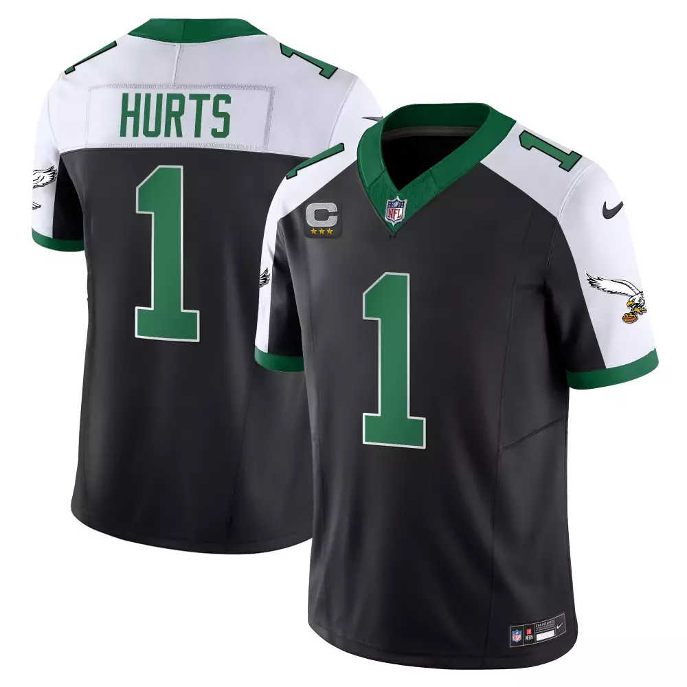 Jalen Hurts 1 Eagles Jersey Black Stars Men Player Alternate White Green All Stitched
