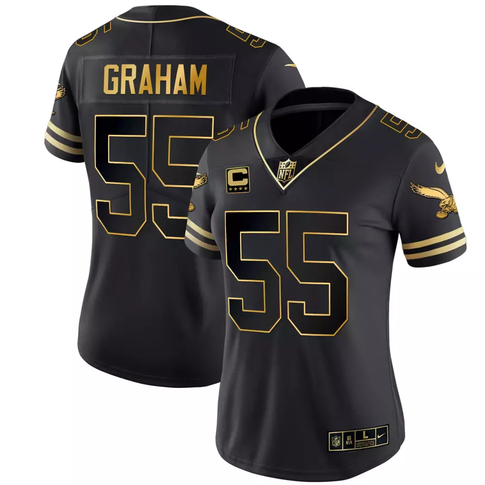Brandon Graham 55 Jersey Black Midnight Green Philadelphia Eagles Captain's Women