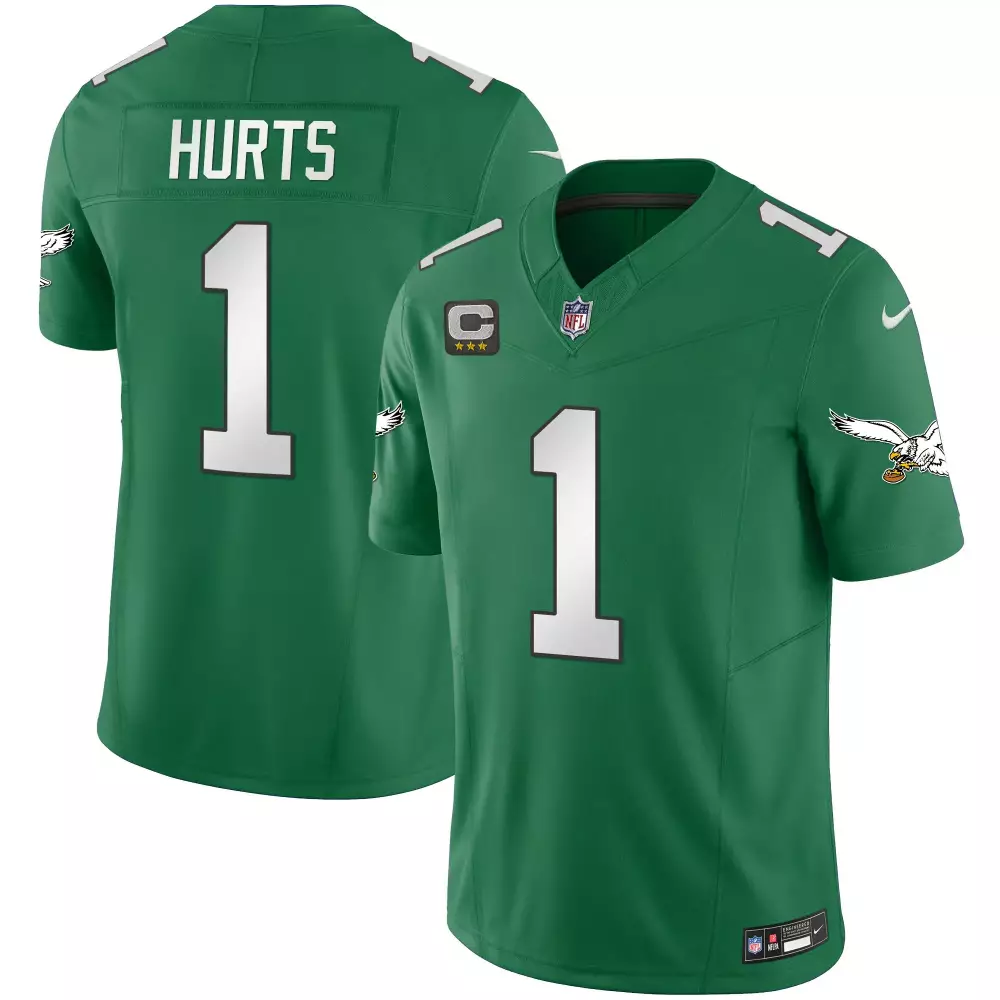 Jalen Hurts 1 Philadelphia Eagles Jersey Green Men Authentic White All Stitched Vapor