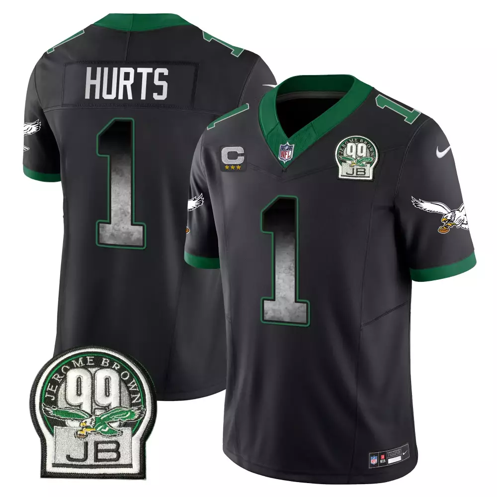 Jalen Hurts 1 Philadelphia Eagles Jersey Black Jerome Brown 99 Jb Men Green All Stitched
