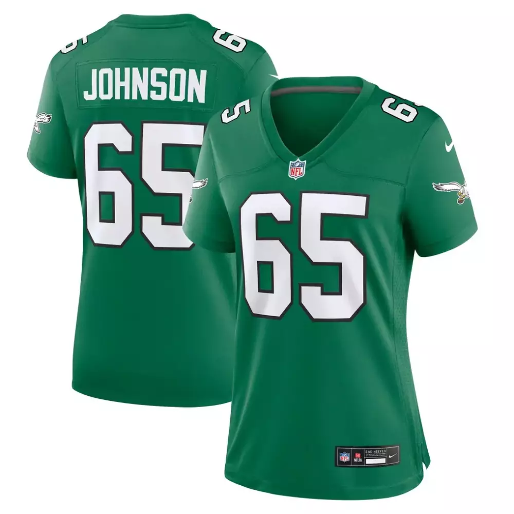 Lane Johnson 65 Jersey Green Philadelphia Eagles Women Authentic White Alternate