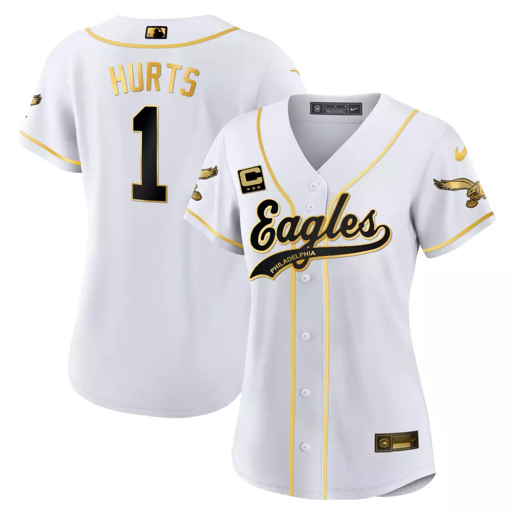 Jalen Hurts 1 Philadelphia Eagles Jersey White City Connect Men Gold Black Stitched