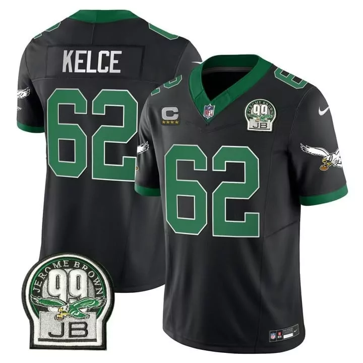 Jason Kelce 62 Jersey Black Philadelphia Eagles Jerome Brown 99 Jb Men Green Alternate