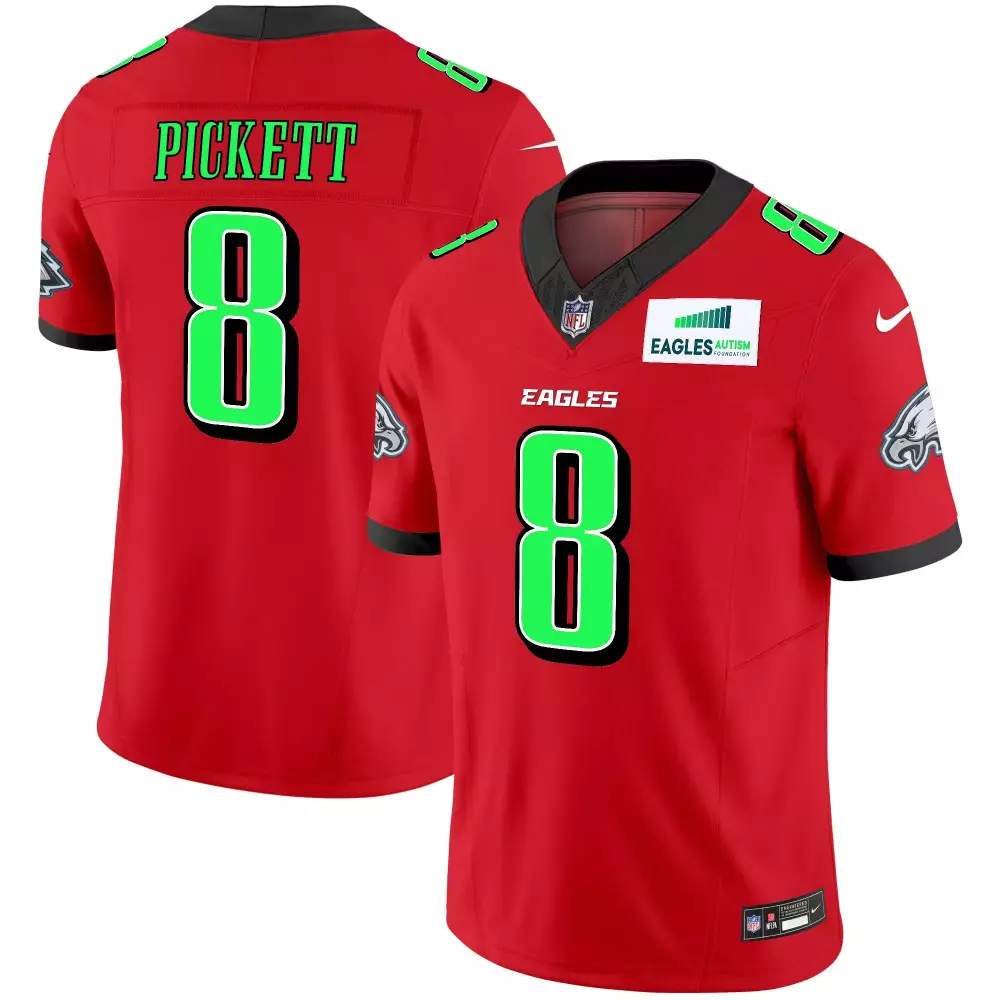 Kenny Pickett 8 Eagles Jersey Red Autism Foundation Men Game-worn Black Green Vapor