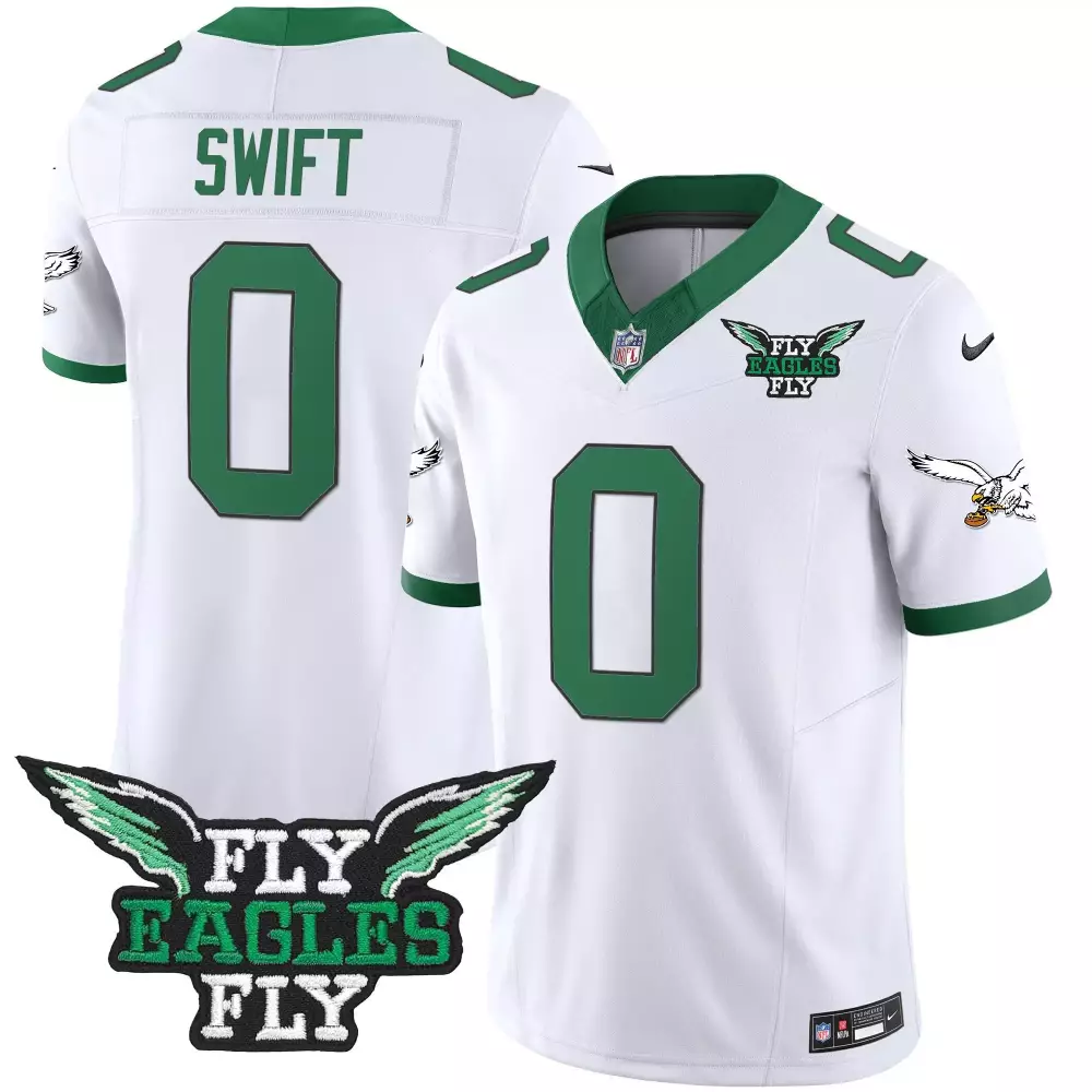 Dandre Swift Eagles Jersey White Fly Men Alternate Green Throwback Vapor All Stitched