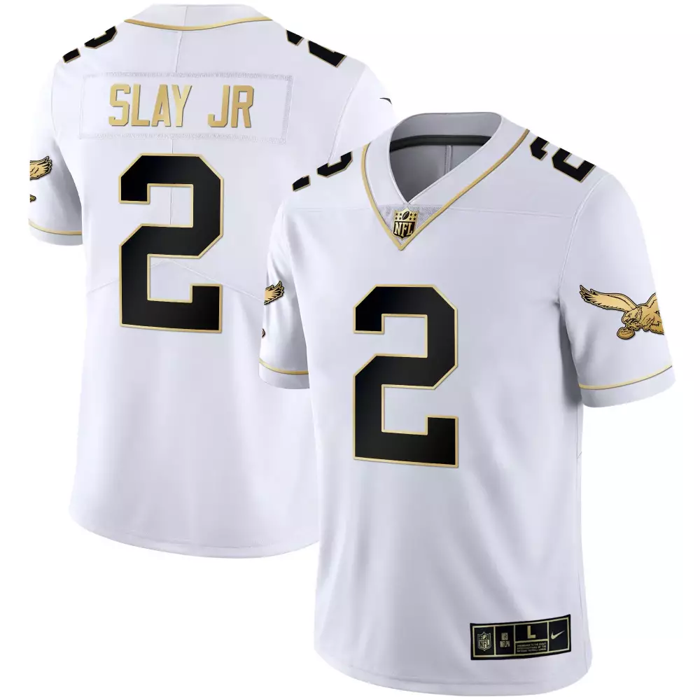 Slay Jr. 2 Philadelphia Eagles Jersey White Men Player Alternate Black Gold All Stitched