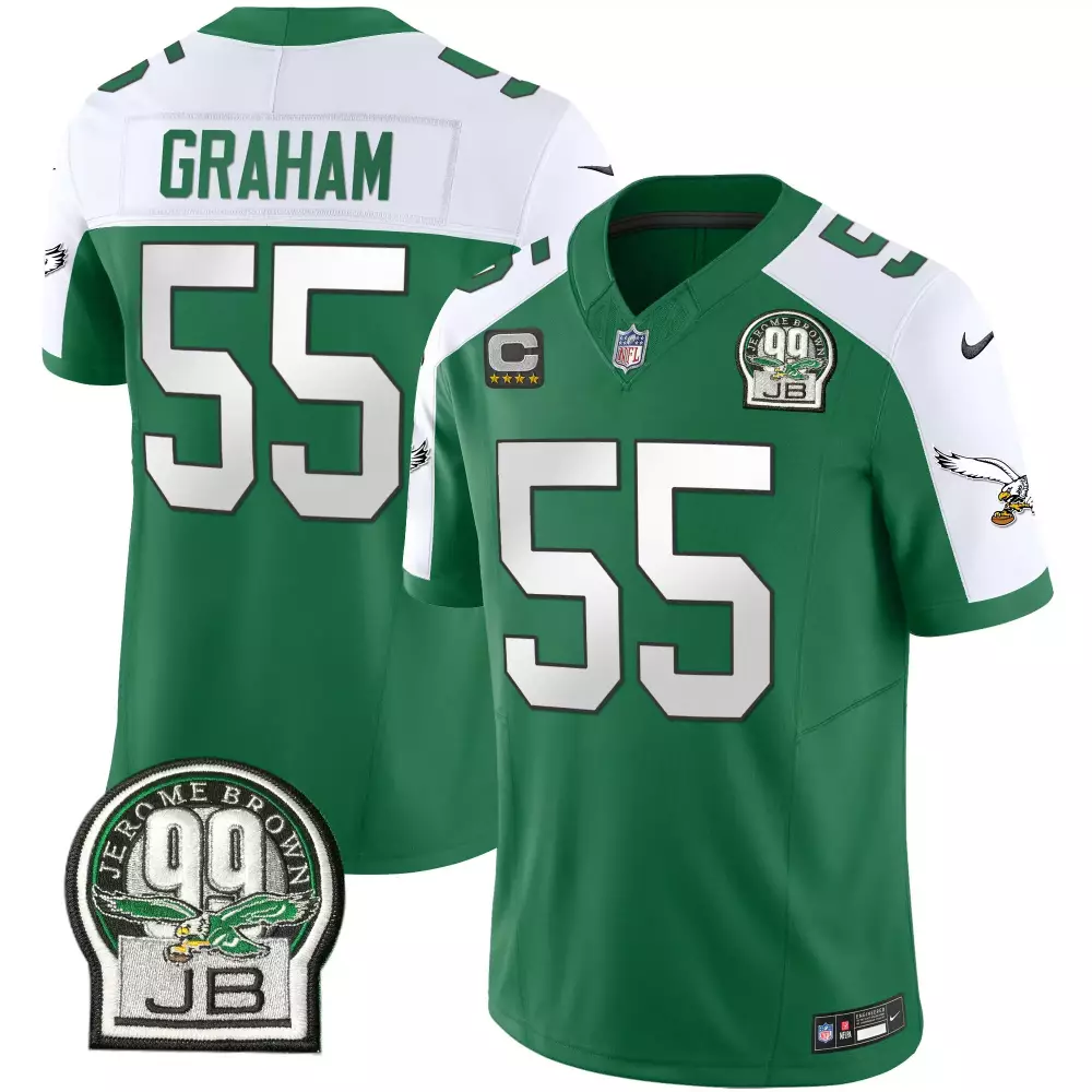 Graham Jb 55 Eagles Jersey Green Jerome Brown 99 Men Standard White All Stitched