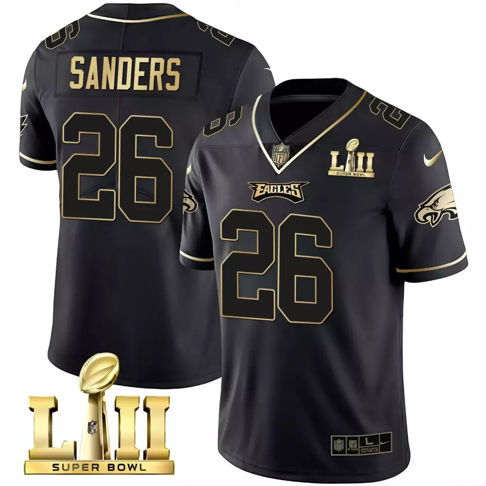 Miles Sanders 26 Eagles Jersey Black Super Bowl Lii Men Gold Vapor All Stitched