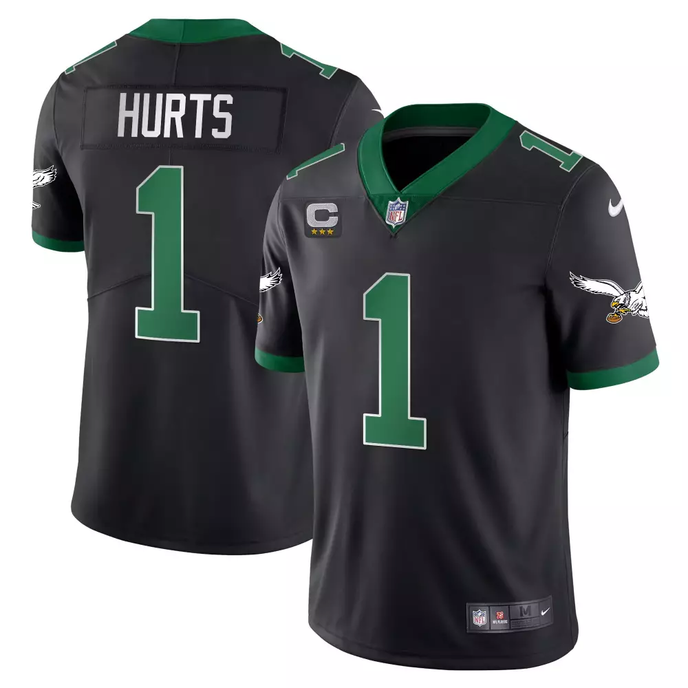 Jalen Hurts 1 Eagles Jersey Black Men Player Alternate Green All Stitched Vapor
