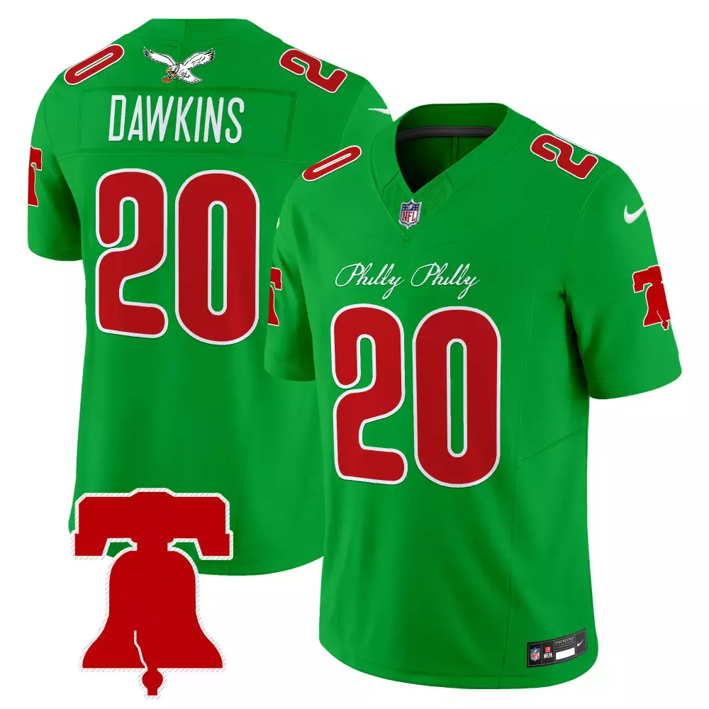 Brian Dawkins 20 Jersey Green Kelly Philadelphia Eagles Liberty Bell 2021 Men Red