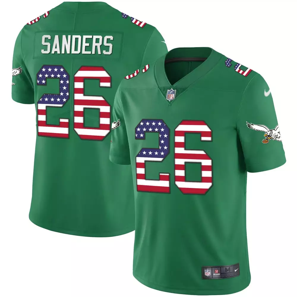 Miles Sanders 26 Eagles Jersey Green Salute To Service Men Replica White Red Blue