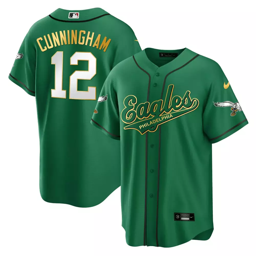 Cunningham 12 Philadelphia Eagles Jersey Green Gold White Black All Stitched Vapor