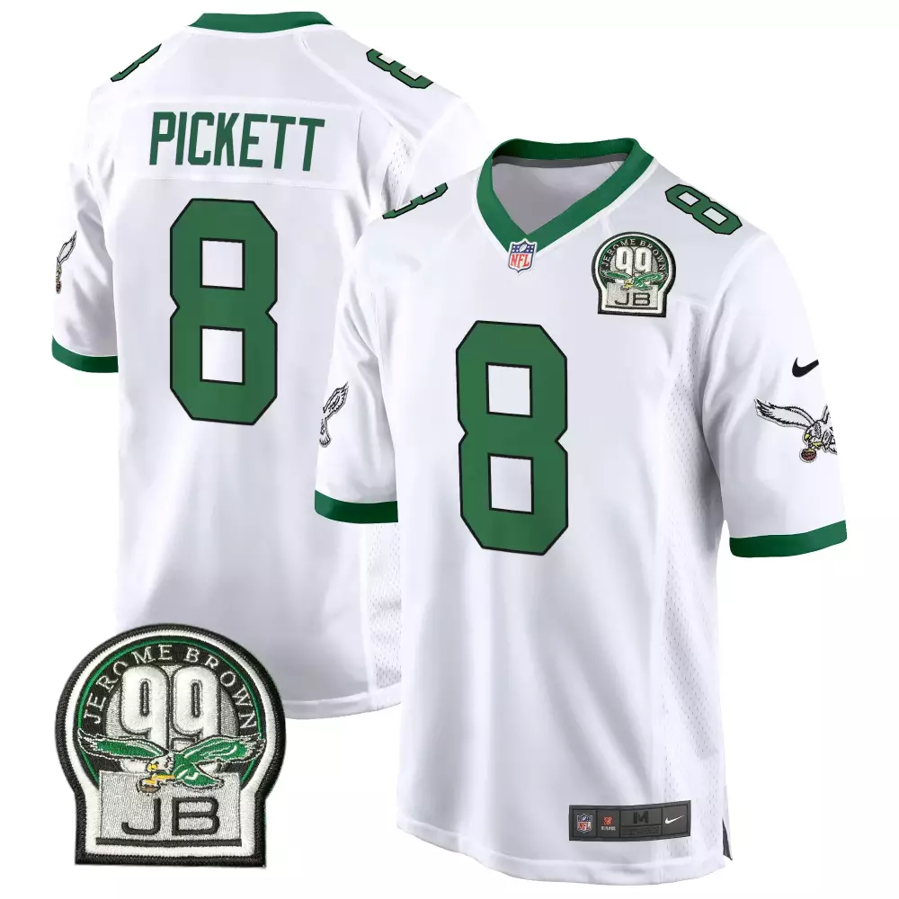 Kenny Pickett 8 Eagles Jersey White Jerome Brown 99 Jb Men Replica Green Game All