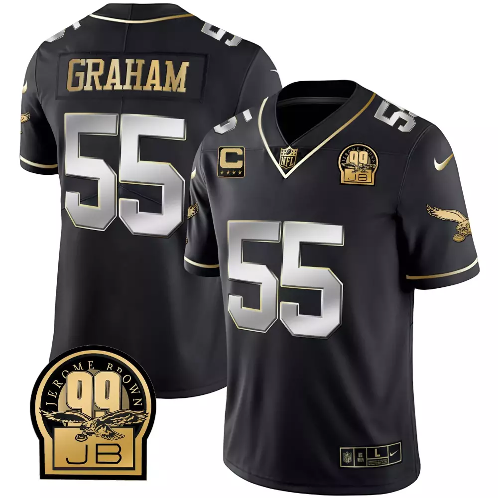 Graham 55 Philadelphia Eagles Jersey Black Jerome Brown Legacy Eagle Captain Men