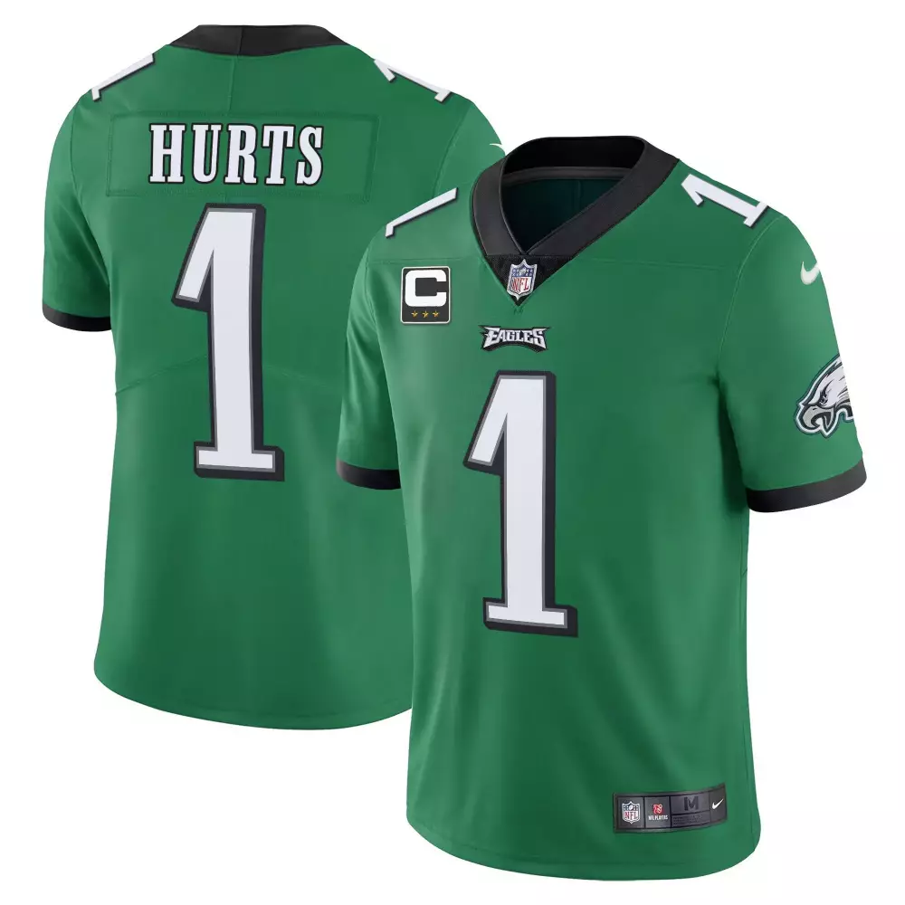 Jalen Hurts 1 Eagles Jersey Green Men Standard Black White All Stitched Vapor