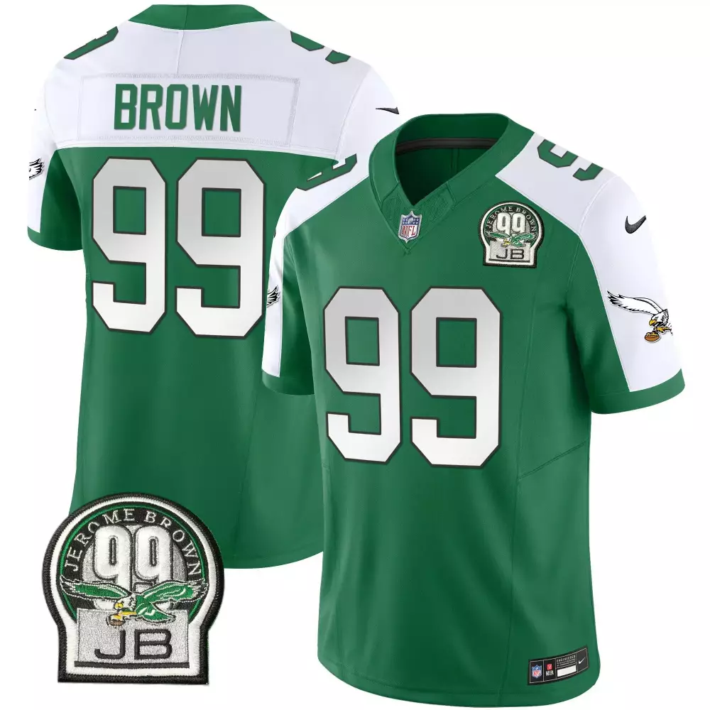Brown 99 Philadelphia Eagles Jersey Green Jerome Memorial Men White Alternate All