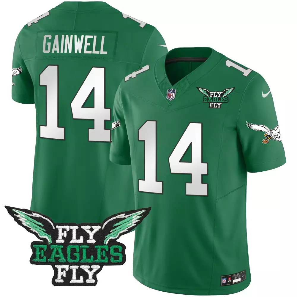 Kenneth Gainwell 14 Jersey Green Philadelphia Eagles Fly Men White Throwback Vapor