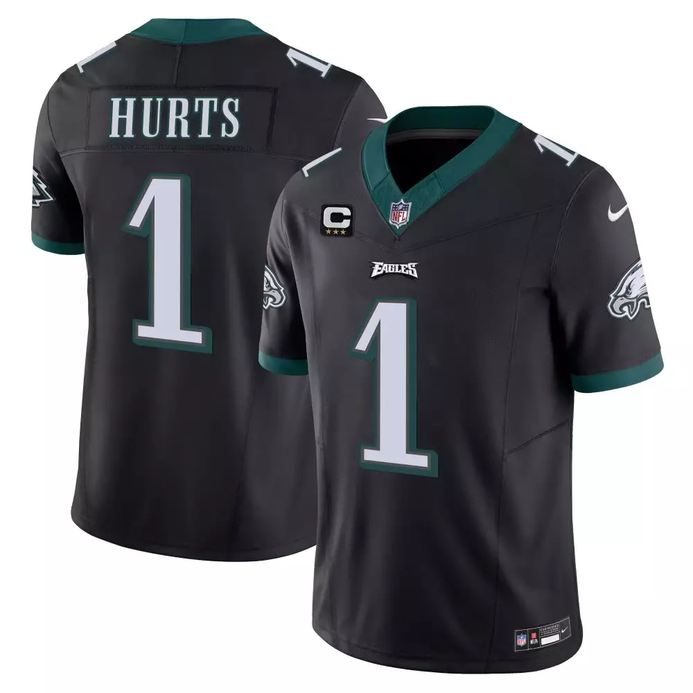 Jalen Hurts 1 Eagles Jersey Black Men Replica Green White Vapor Limited v2 All Stitched