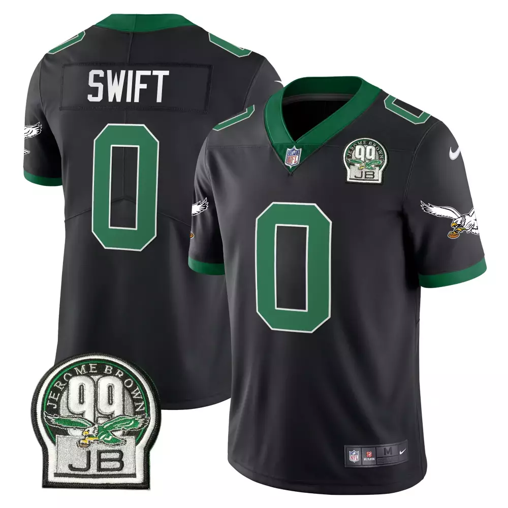 Dandre Swift Eagles Jersey Black Jerome Brown 99 Jb Men Player Green Retired All