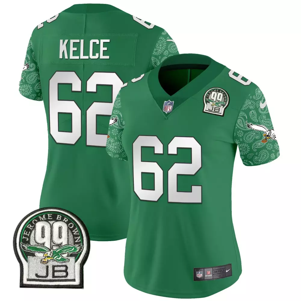 Jason Kelce 62 Jersey Green Jerome Brown Philadelphia Eagles 99 Jb Men NFL White