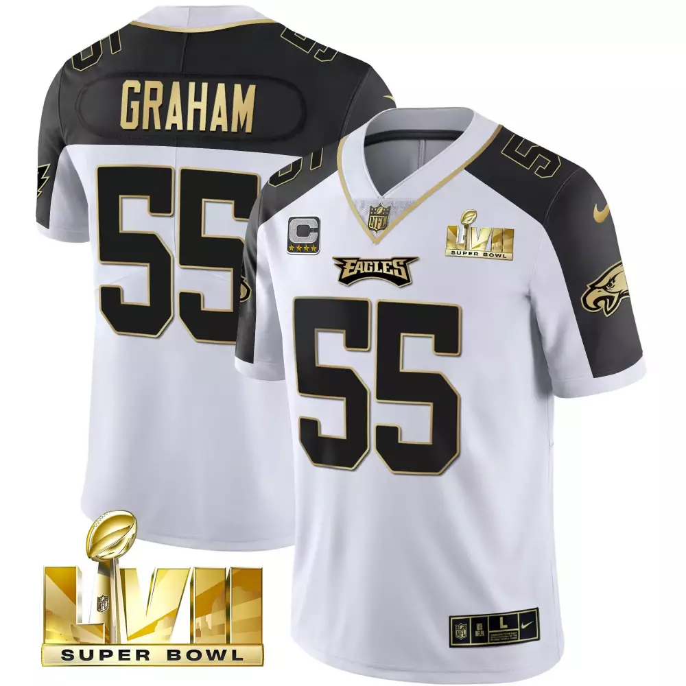 Brandon Graham 55 Eagles Jersey White Super Bowl Lvii Men Replica Black Gold All