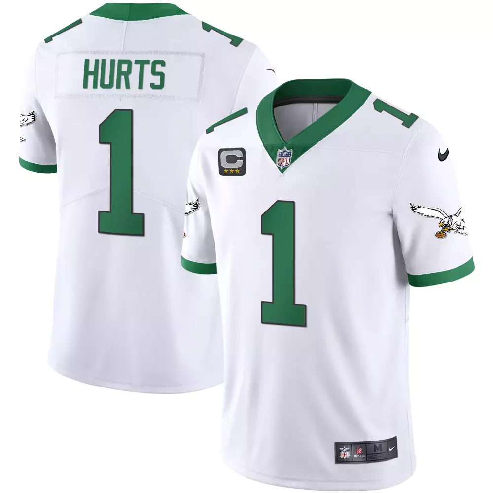 Jalen Hurts 1 Eagles Jersey White Stars Men NFL Alternate Green All Stitched Vapor